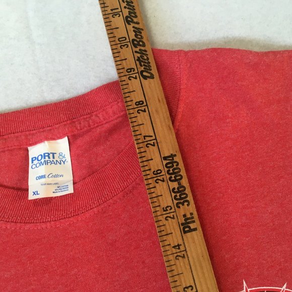 #79 Port & Company Core Cotton TNT Fireworks Red Short Sleeve Mens T-shirt Sz XL - Picture 6 of 10